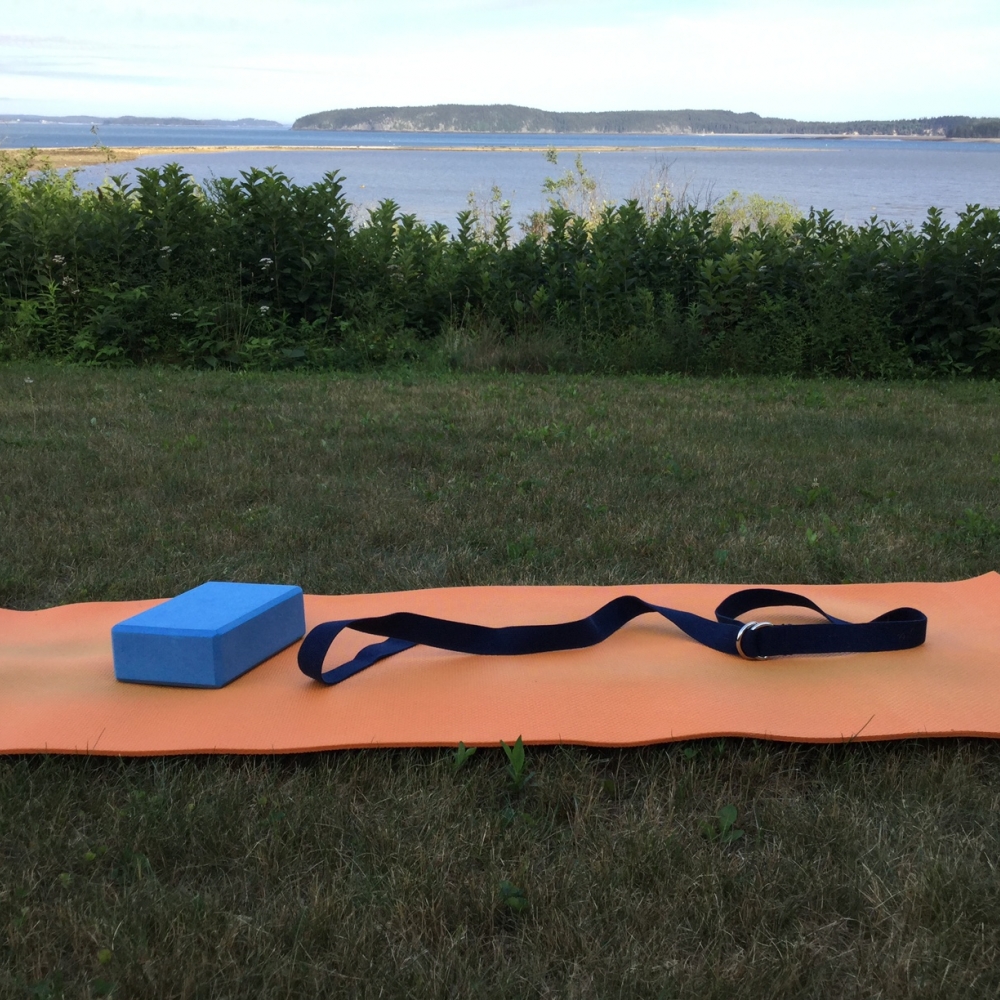 Outdoor yoga on the Maine coast