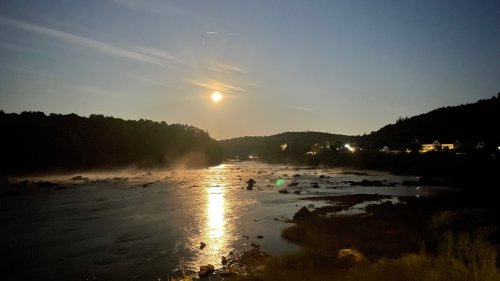 Moon setting over the Machias River.