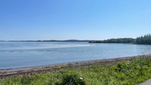 The gravel beach along the bike path on Leg 15.