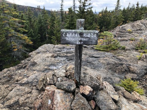 Beautifully weatherbeaten summit marker