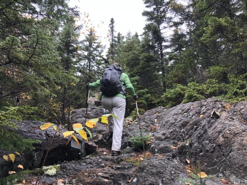 Ascending the short spur to the top